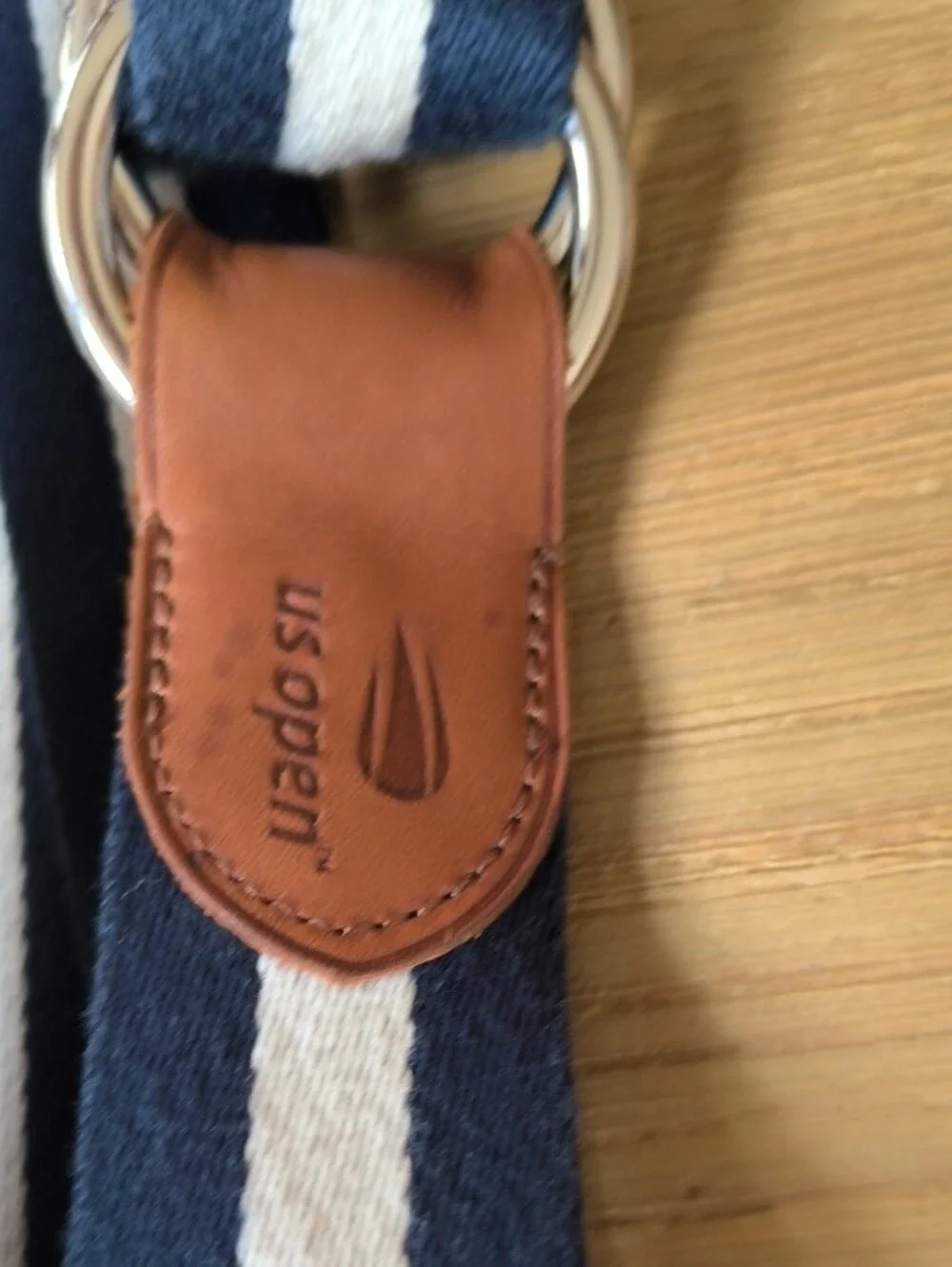 Polo Ralph Lauren US Open Canvas O-Ring Belt Navy White Stripe Size L 48